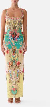 Camilla Square Neck Beach Maxi Dress W Low Back