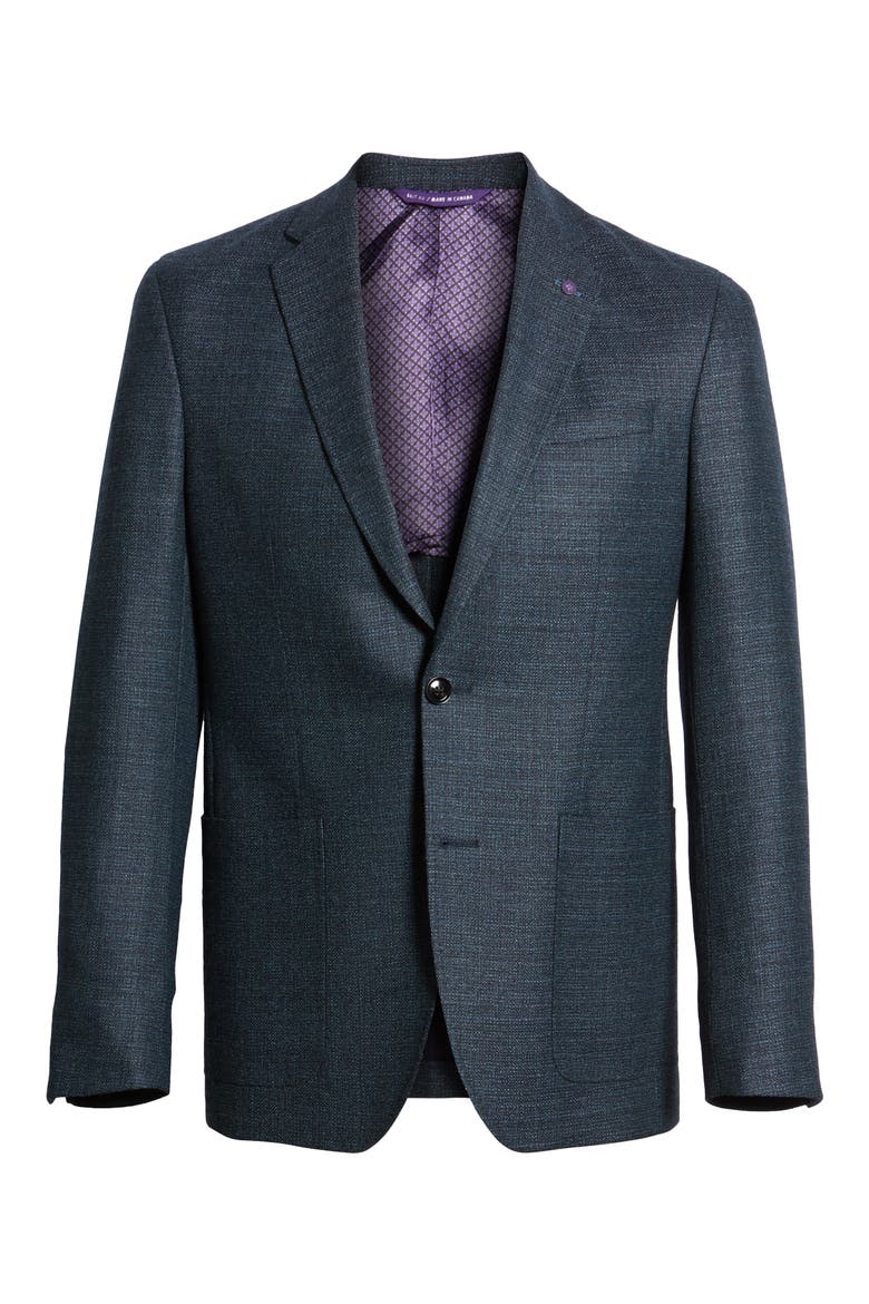 Kyle Trim Fit Wool Blazer, Alternate, color, TEAL