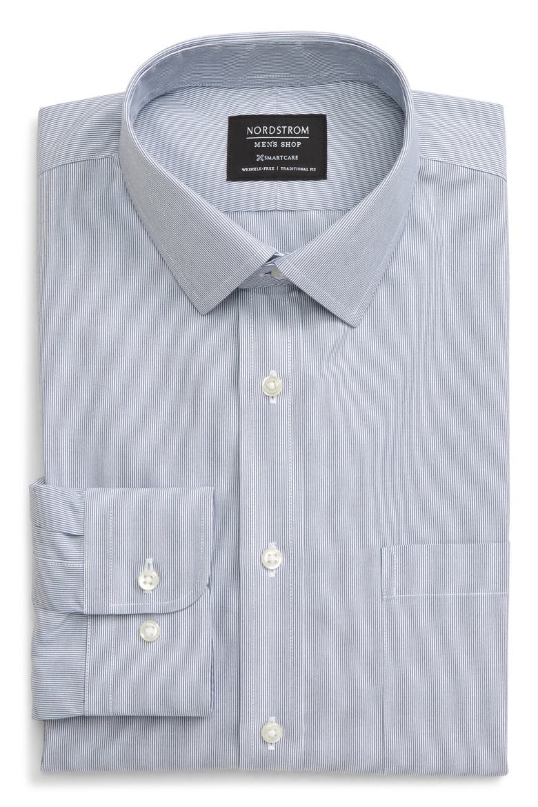 Smartcare™ Traditional Fit Stripe Dress Shirt, Alternate, color, BLUE DEPTHS