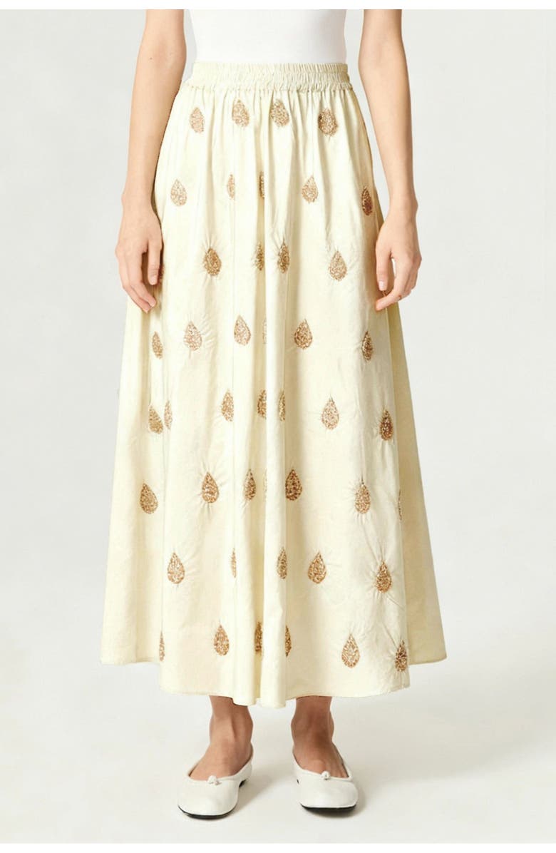 Nocturne Beaded Embroidered Maxi Skirt, Main, color, Ivory