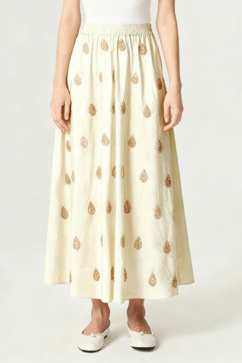 Beaded Embroidered Maxi Skirt