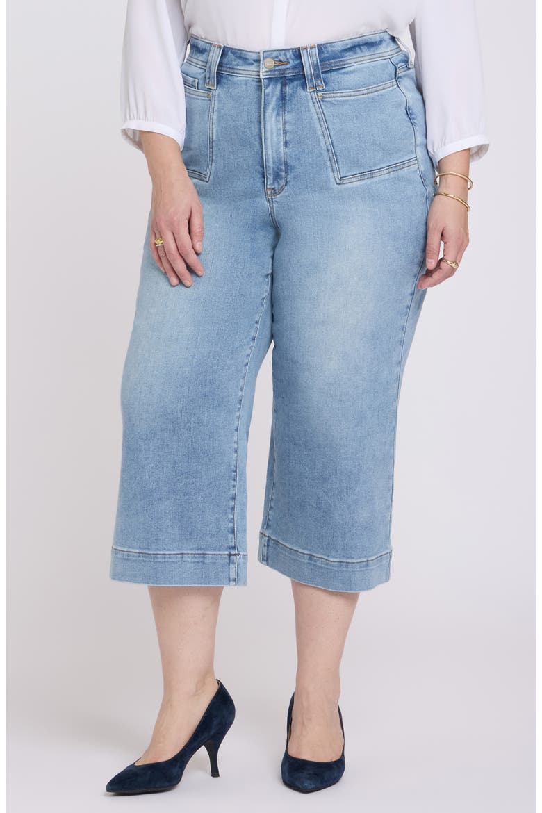 Brigitte Patch Pocket Wide Leg Capri Jeans, Main, color, MIST SPRINGS