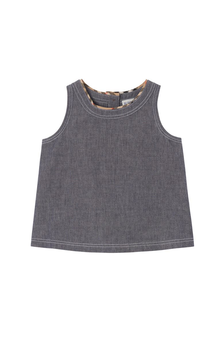Girls' Cotton Chambray Top, Main, color, Damson blue melange