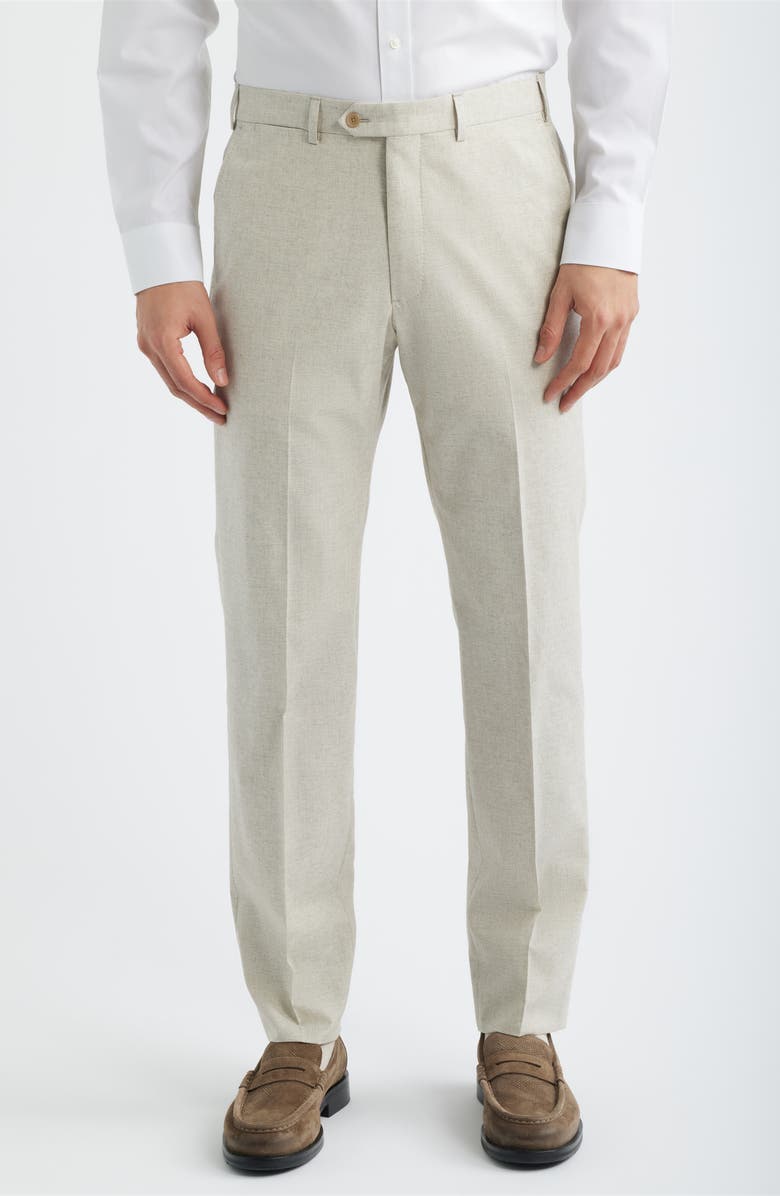 Emporio Armani Tan Mélange Wool & Cotton Blend Suit, Alternate, color, Solid Medium Beige