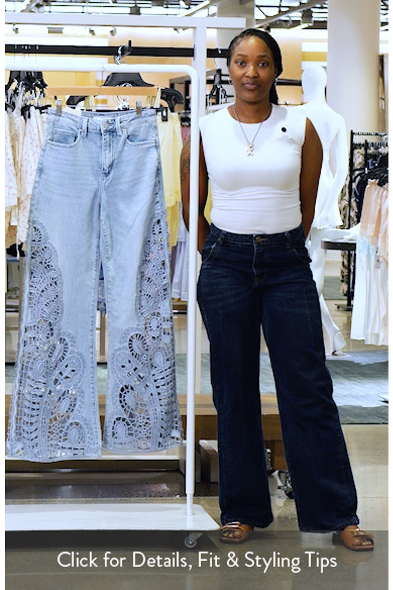 High Waist Embroidered Wide Leg Jeans video