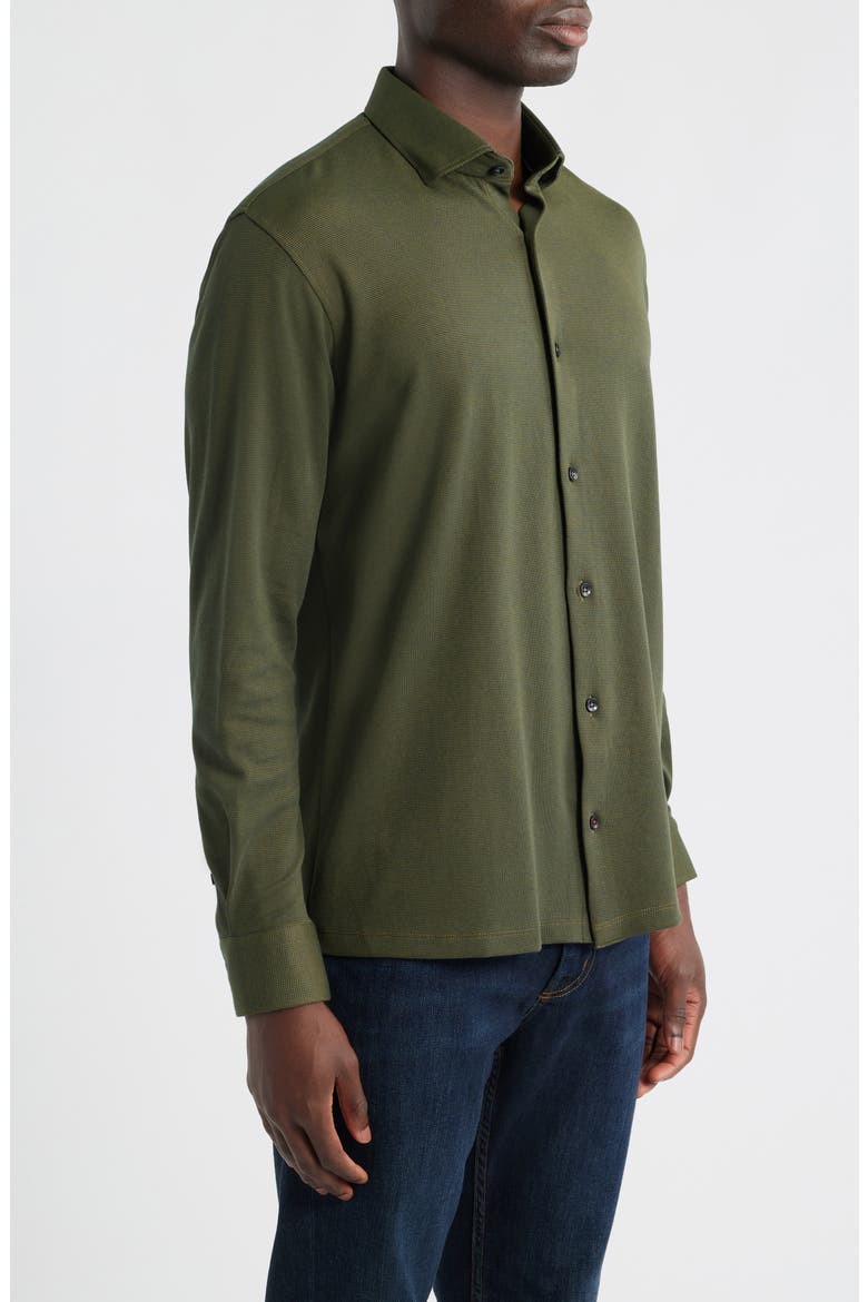 Two Tone DryTouch® Performance Button-Up Shirt, Alternate, color, OLIVE