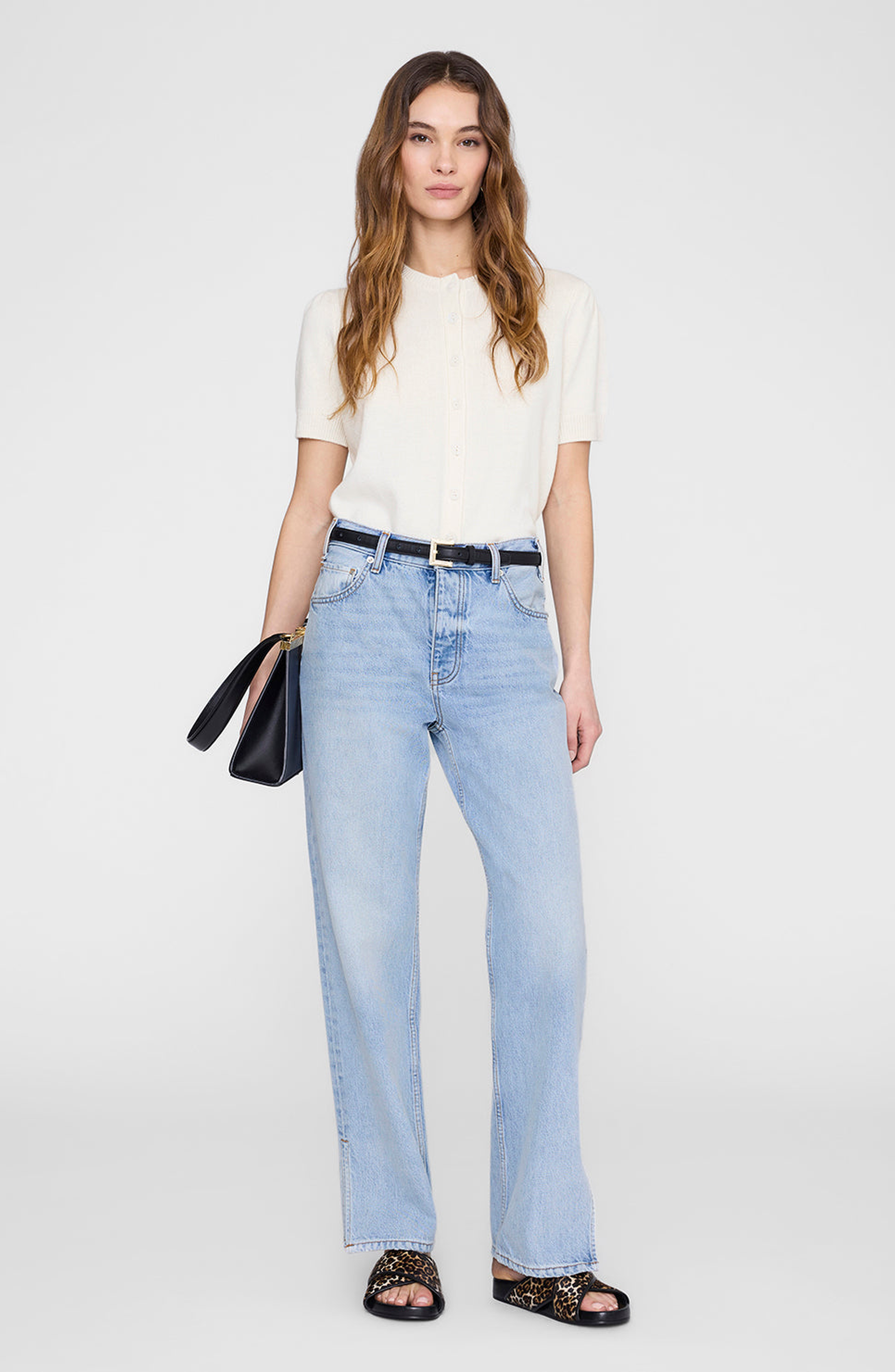 ANINE BING Emi Slides, Alternate, color, Leopard Print