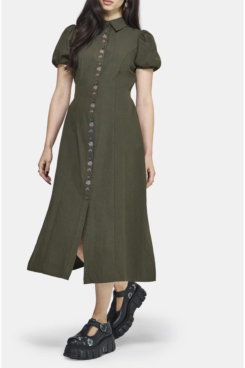 Odile Embroidered Midaxi Dress, Alternate, color, Green