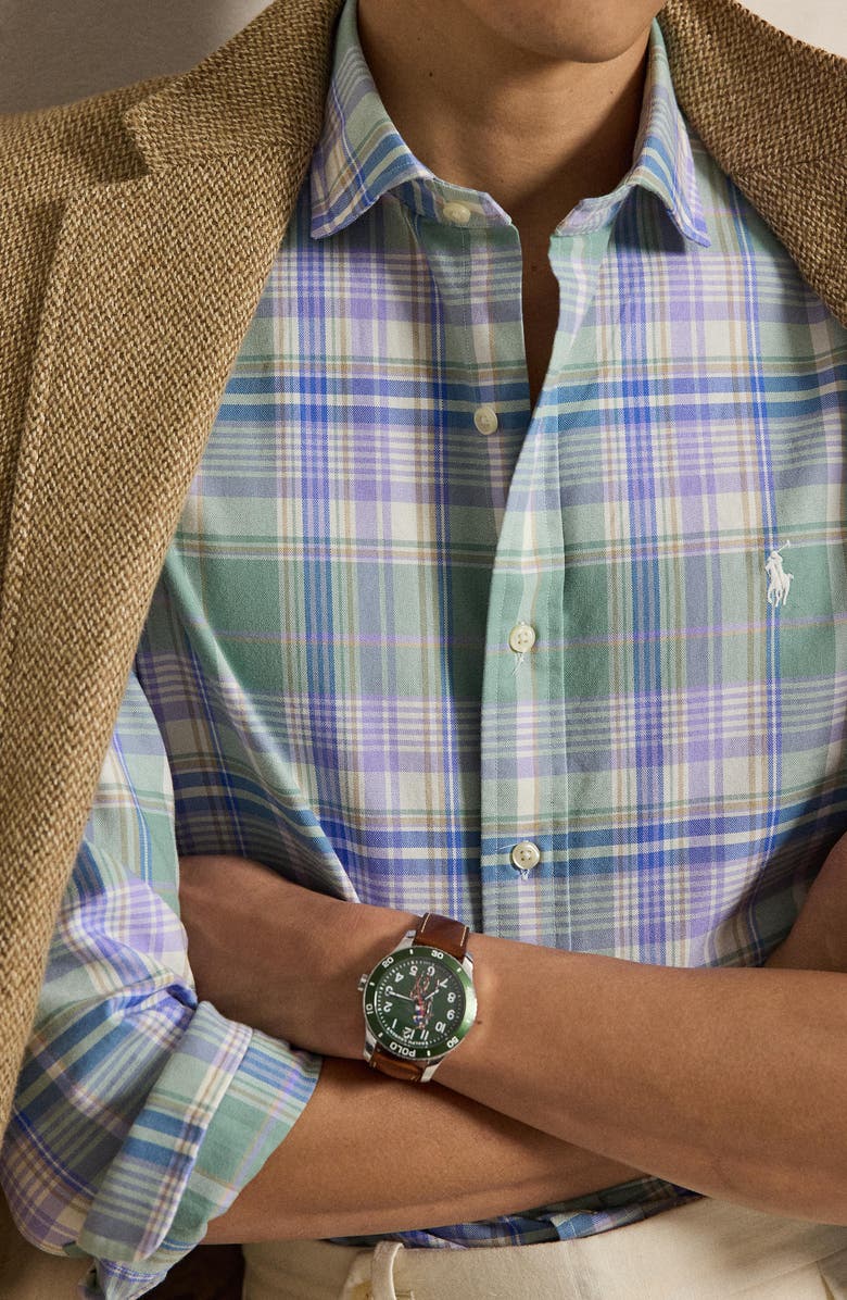 Polo Ralph Lauren Classic Fit Plaid Cotton Button-Up Oxford Shirt, Alternate, color, Faded Mint Lavndr Multi