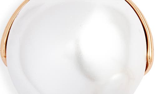 Open Edit Jumbo Faux Pearl Button Stud Earrings