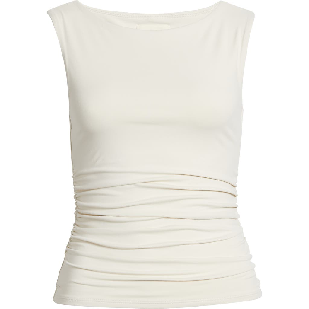 Open Edit Boat Neck Sleeveless Top In White