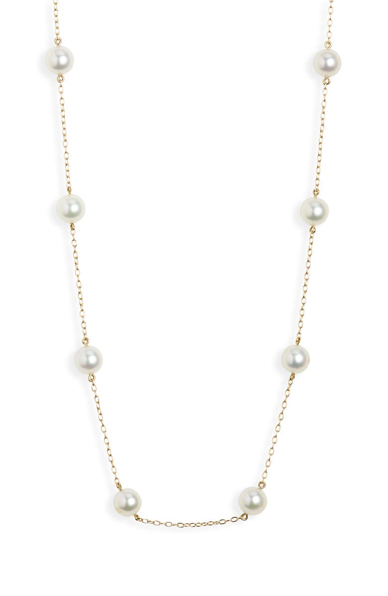Mikimoto Genuine Ayoka Pearl Station Necklace, Main, color, 