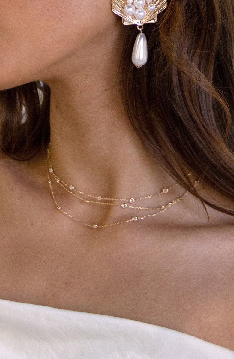 Ettika Crystal Station Layered Necklace, Alternate, color, Gold