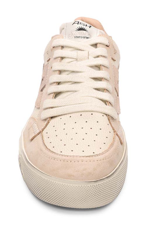 Ash Ivory White Calf Leather Moonlight Stud Sneakers In Cuoio/talc/silver
