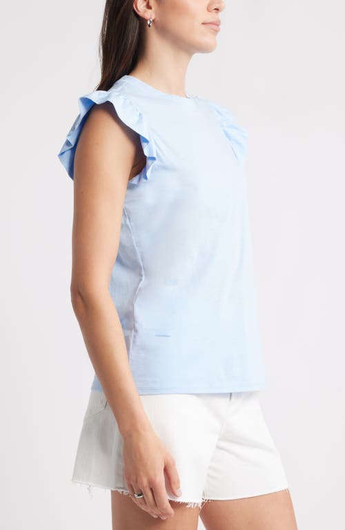 Caslonr Caslon(r) Ruffle Sleeveless Pima Cotton Top In Blue