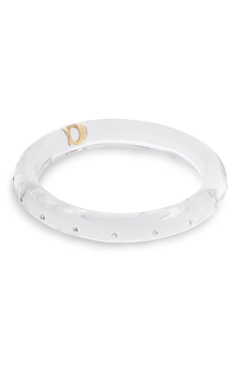 COACH Crystal Resin Bangle, Alternate, color, Clear/ Gold