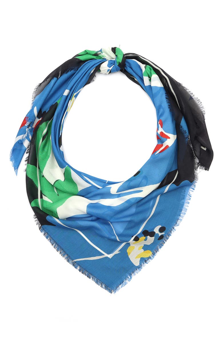 Kate Spade New York springtime bloom square scarf, Main, color, 