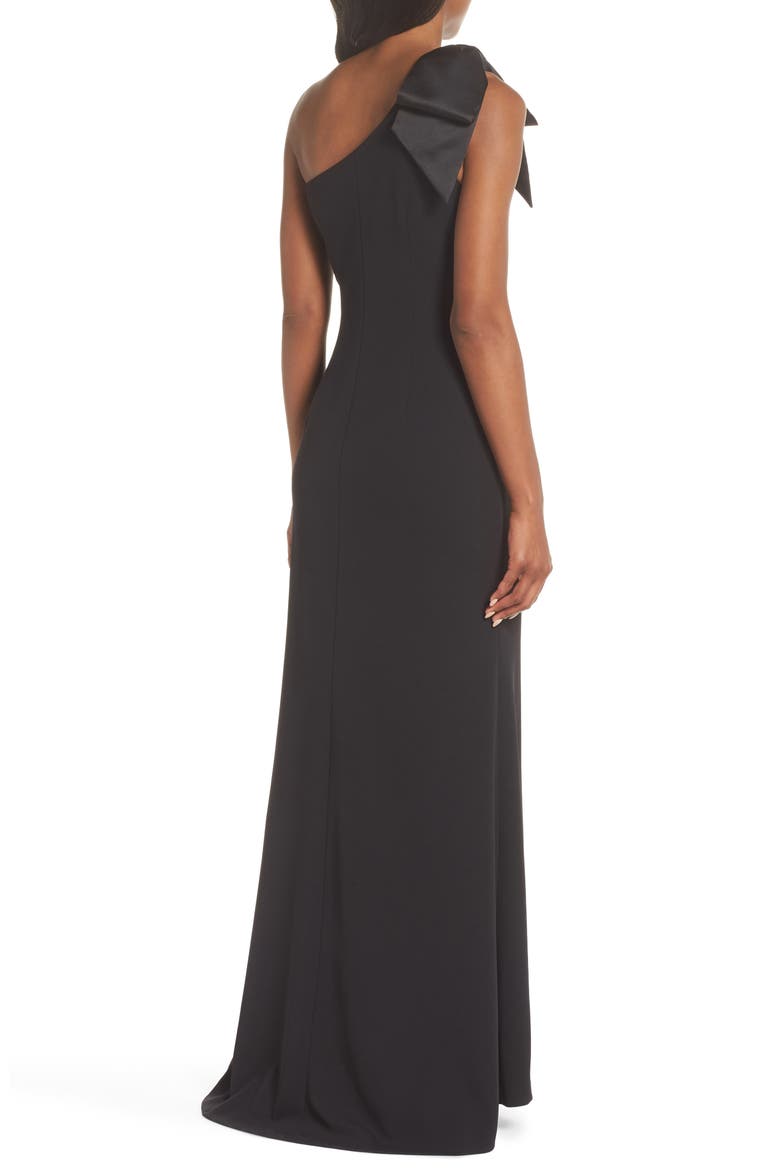 One-Shoulder A-Line Gown, Alternate, color, BLACK