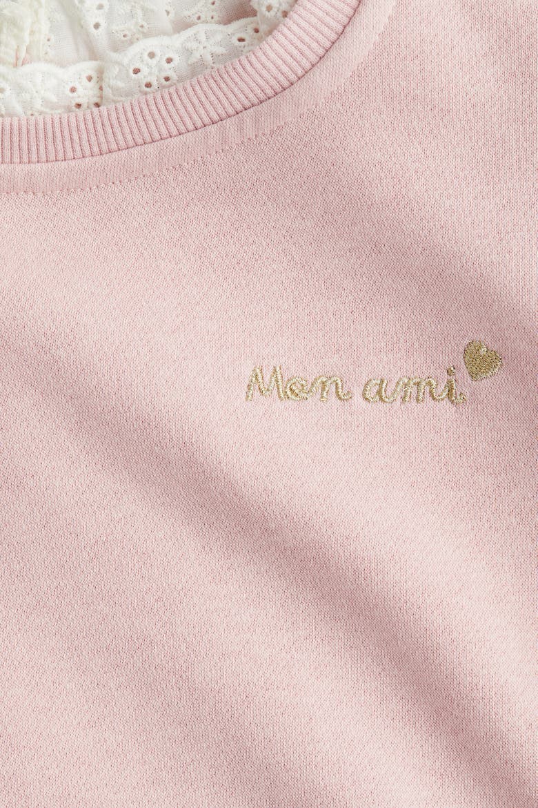 Frill-trimmed Sweatshirt, Alternate, color, Light pink/white