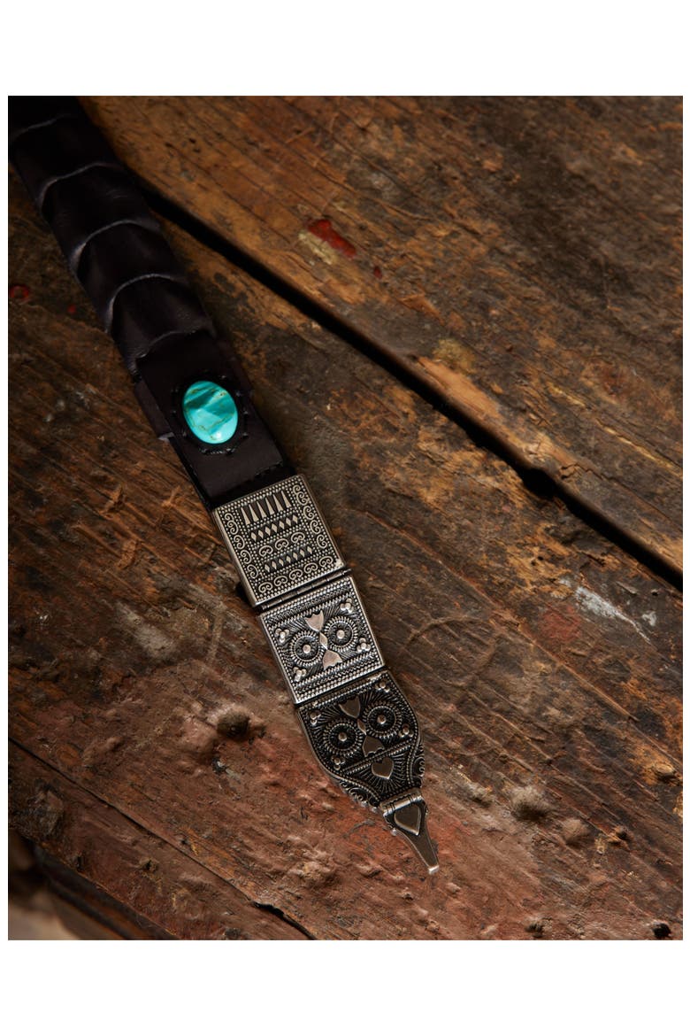 Tess Woven Leather Belt, Alternate, color, BLACK