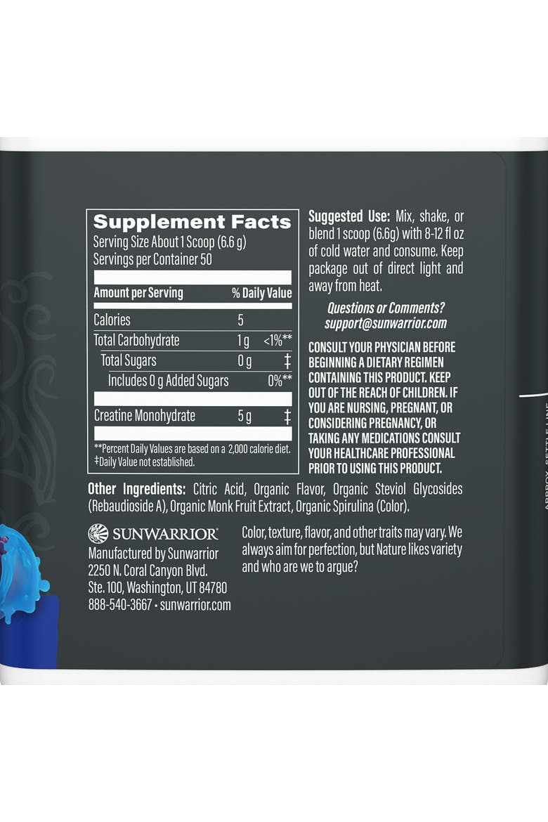 Active Creatine Monohydrate Powder, Blue Raspberry, 332g, Alternate, color, No Color