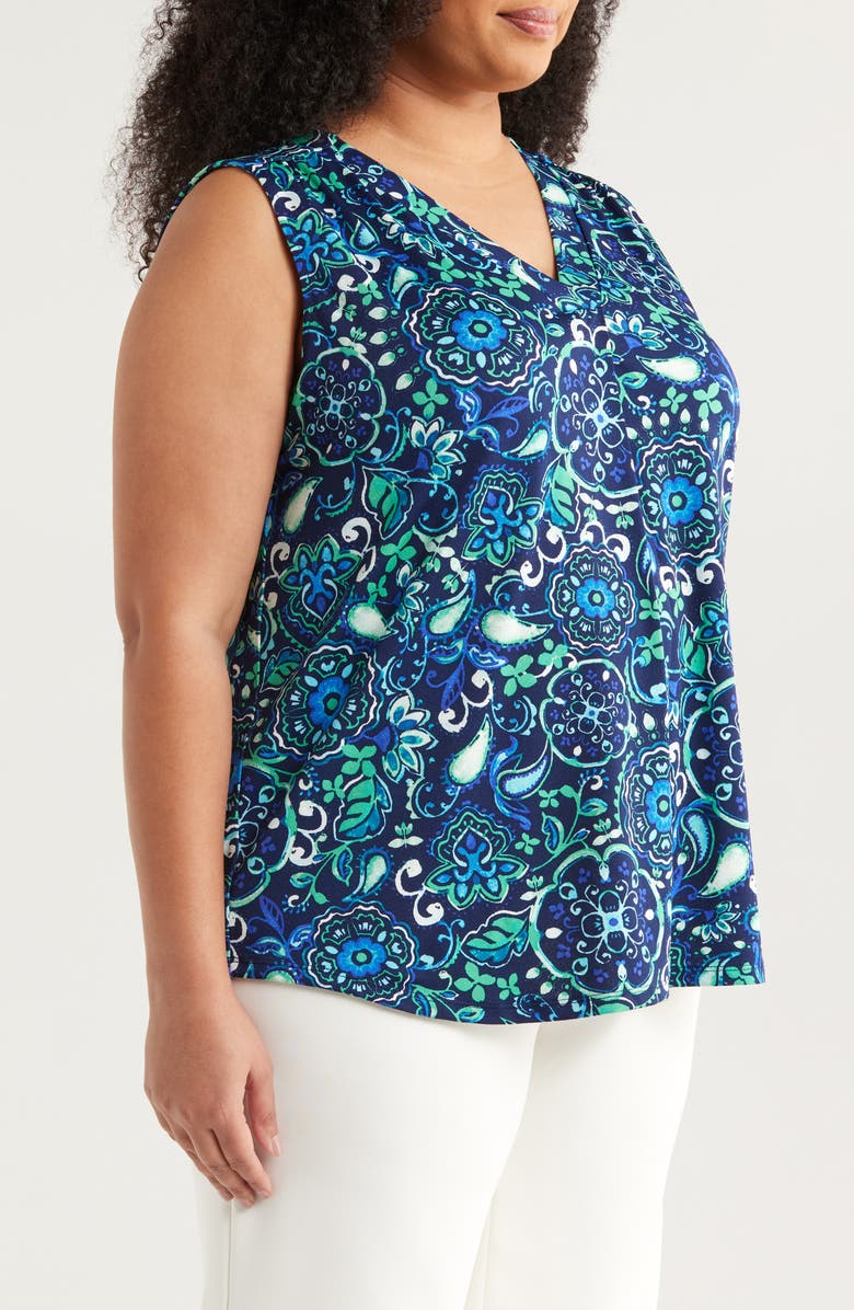 Jones New York Floral Tank Top, Alternate, color, Pacific Navy Multi