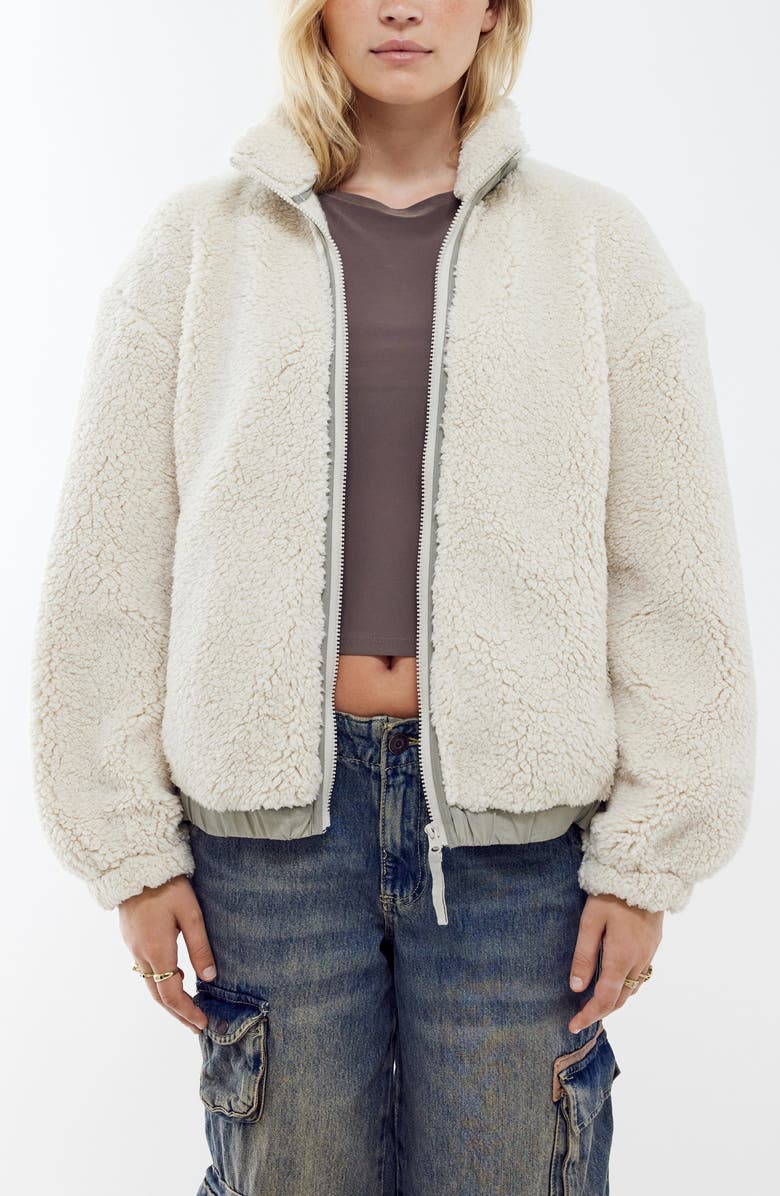 BDG Urban Outfitters Boxy Fleece Jacket, Main, color, Ecru