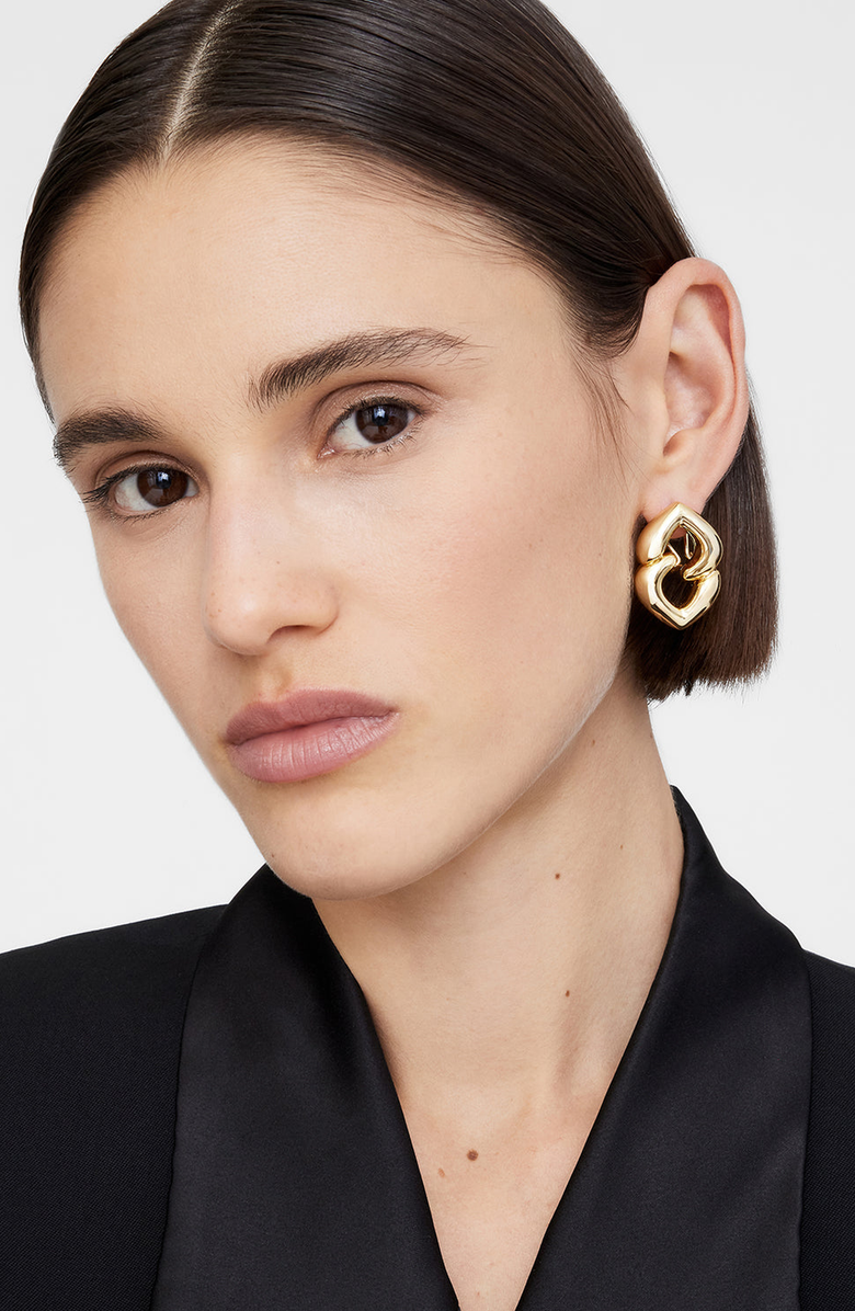 ANINE BING Abstract Heart Earrings, Alternate, color, Gold