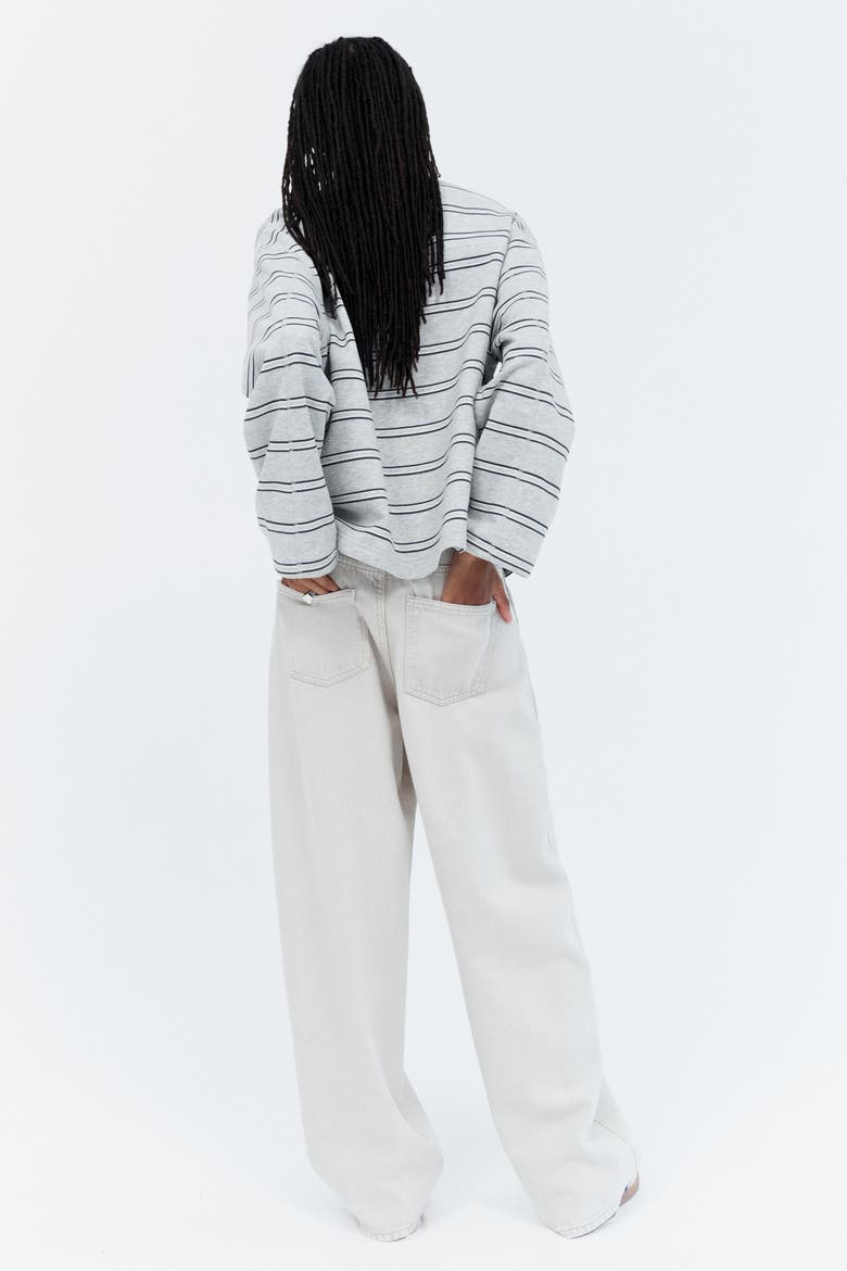 Oversized Sweatshirt, Alternate, color, Light gray melange/striped