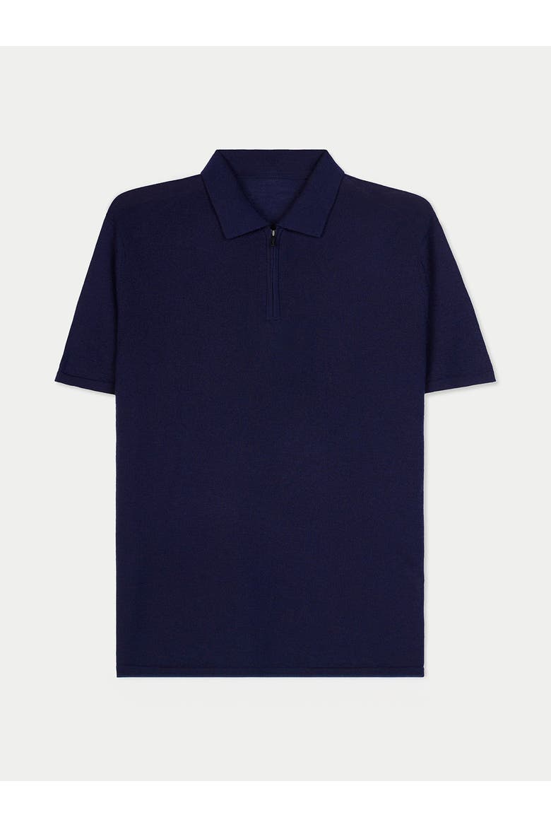 Cashmere Silk Half-Zip Polo Top, Main, color, mood-indigo