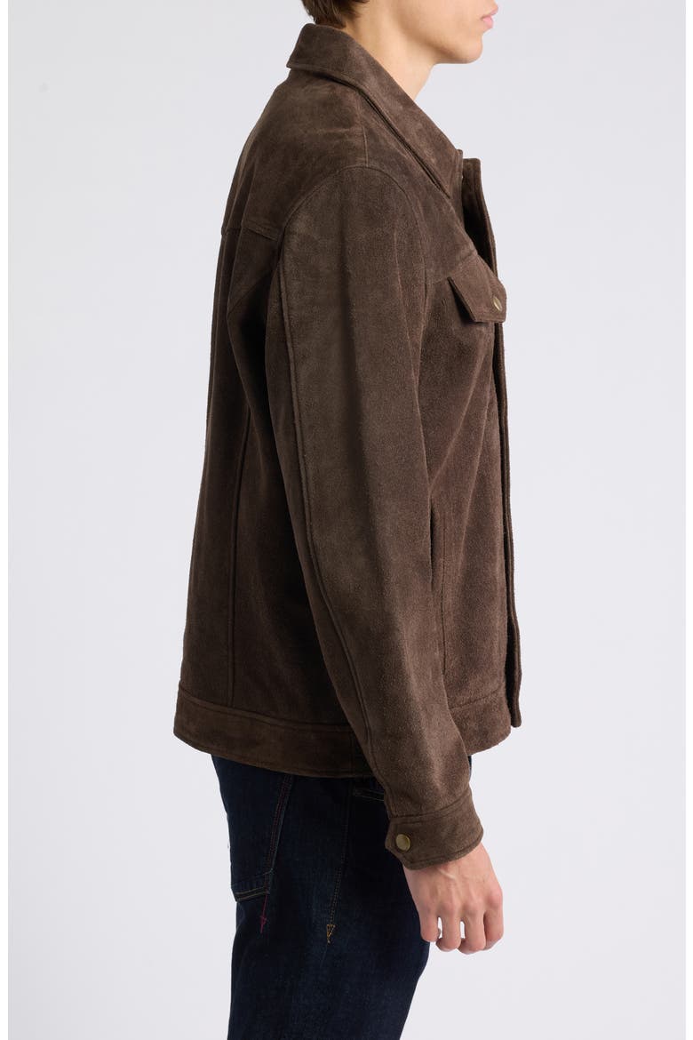Leather Snap Front Jacket, Alternate, color, DARK BROWN