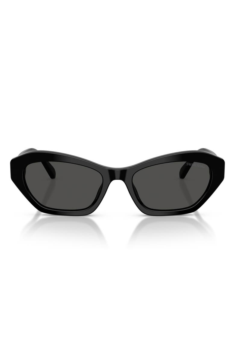 Swarovski 54mm Cat Eye Sunglasses, Main, color, Black / Dark Grey