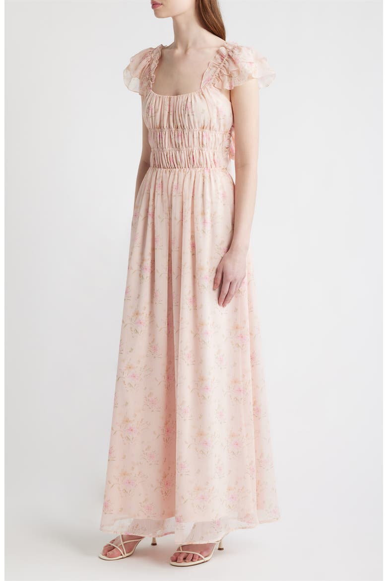 Yvette Floral Smocked Gown, Alternate, color, LIGHT PINK FLORAL