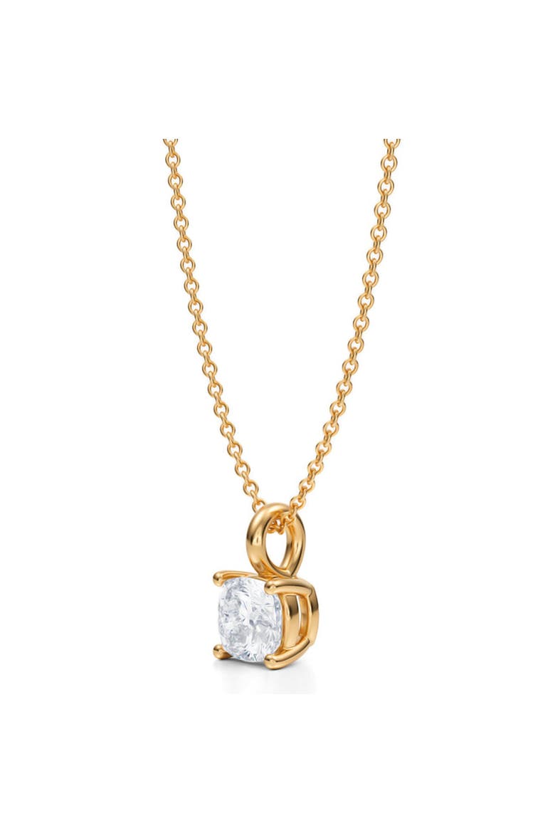 Cushion Solitaire Lab Diamond Pendant Necklace 14K 1.0ct, Alternate, color, Yellow Gold