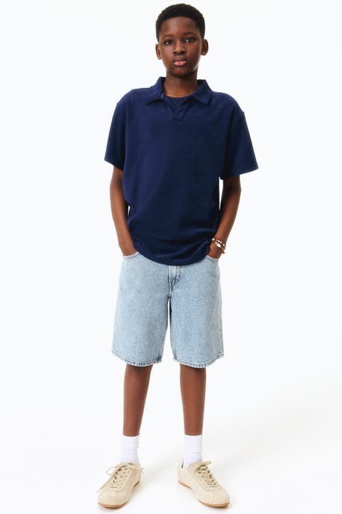 Loose-fit denim shorts