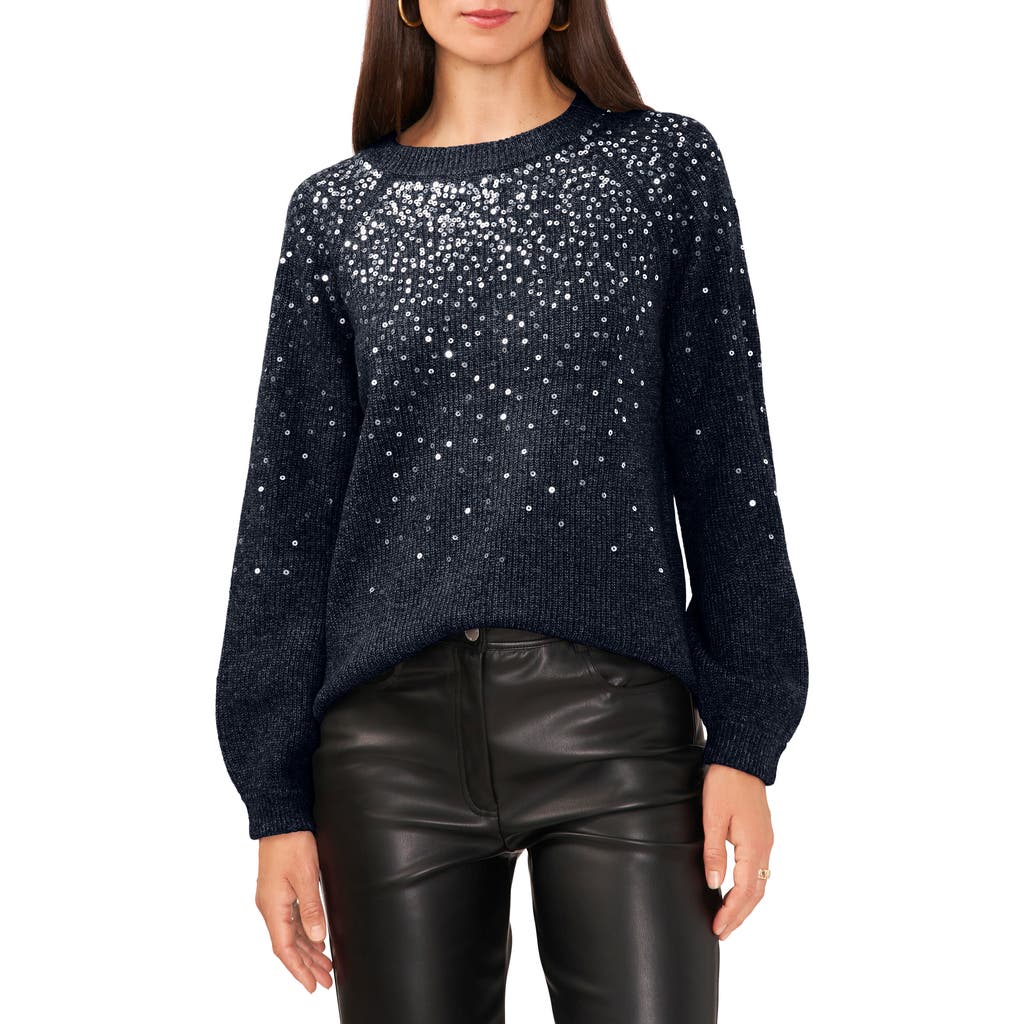 Vince Camuto Sequinned Raglan Sleeve Sweater In Blue