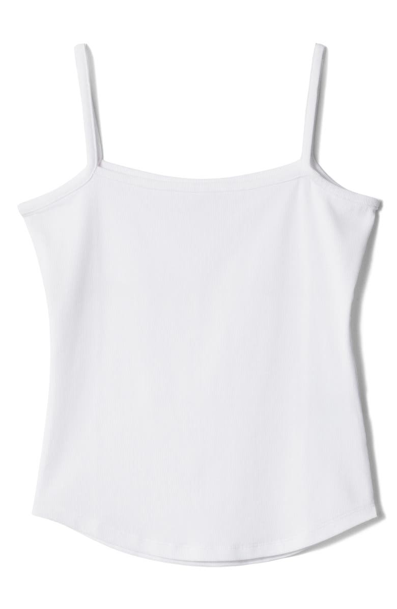 & Other Stories Square Neck Stretch Cotton Camisole, Main, color, White Light