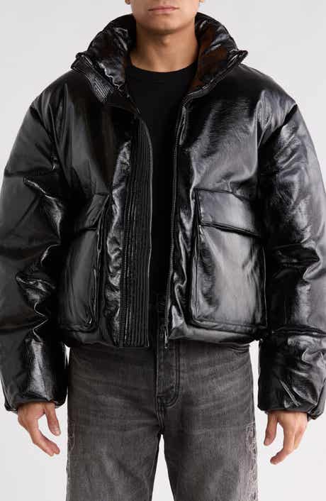 Faux Leather Puffer Jacket