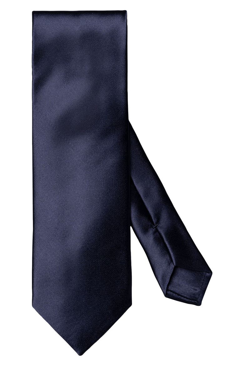 Solid Navy Silk Tie, Main, color, NAVY