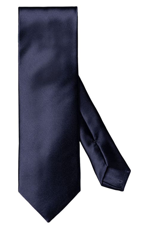 Eton Solid Satin Silk Tie In Navy