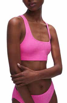 Good American Sparkle Metallic Bikini Top