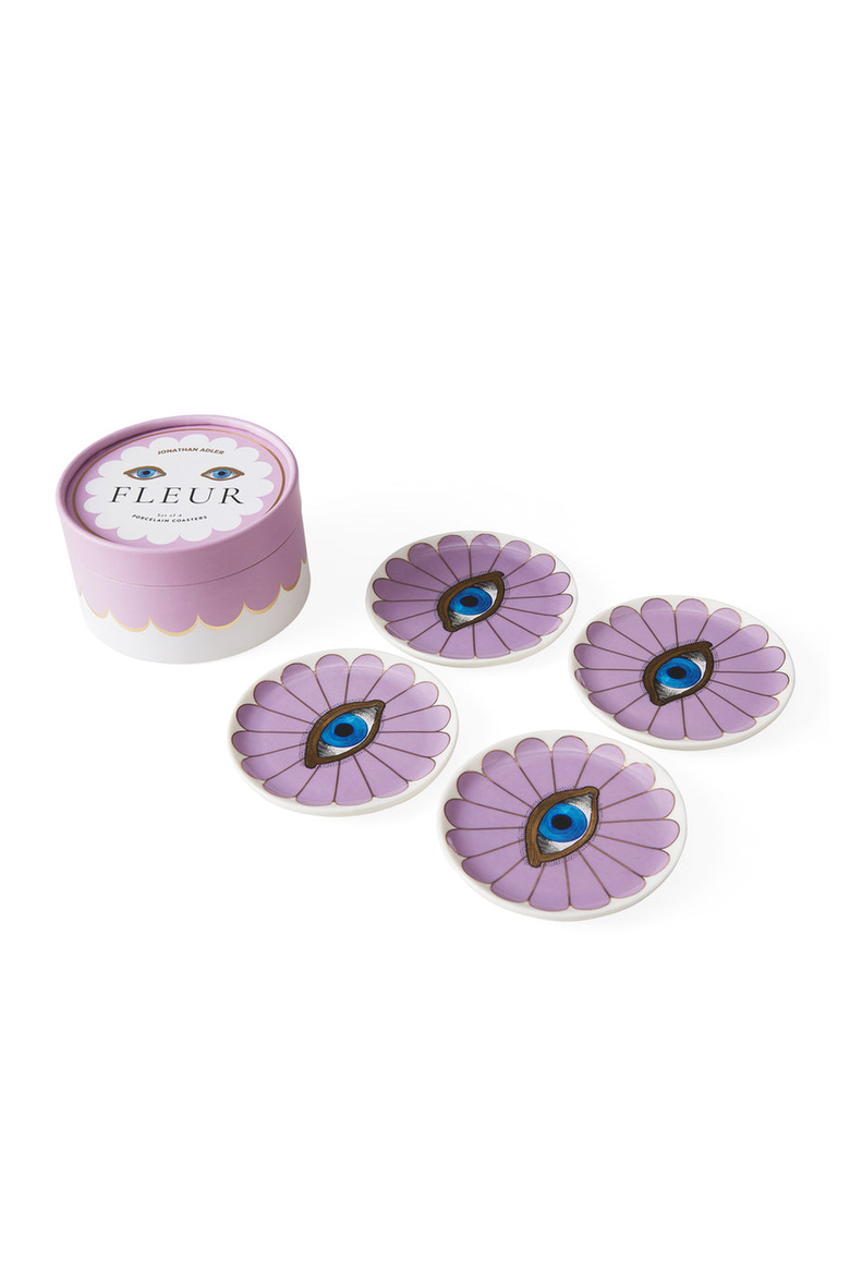 Fleur Coaster Set, Alternate, color, Lavender / Gold