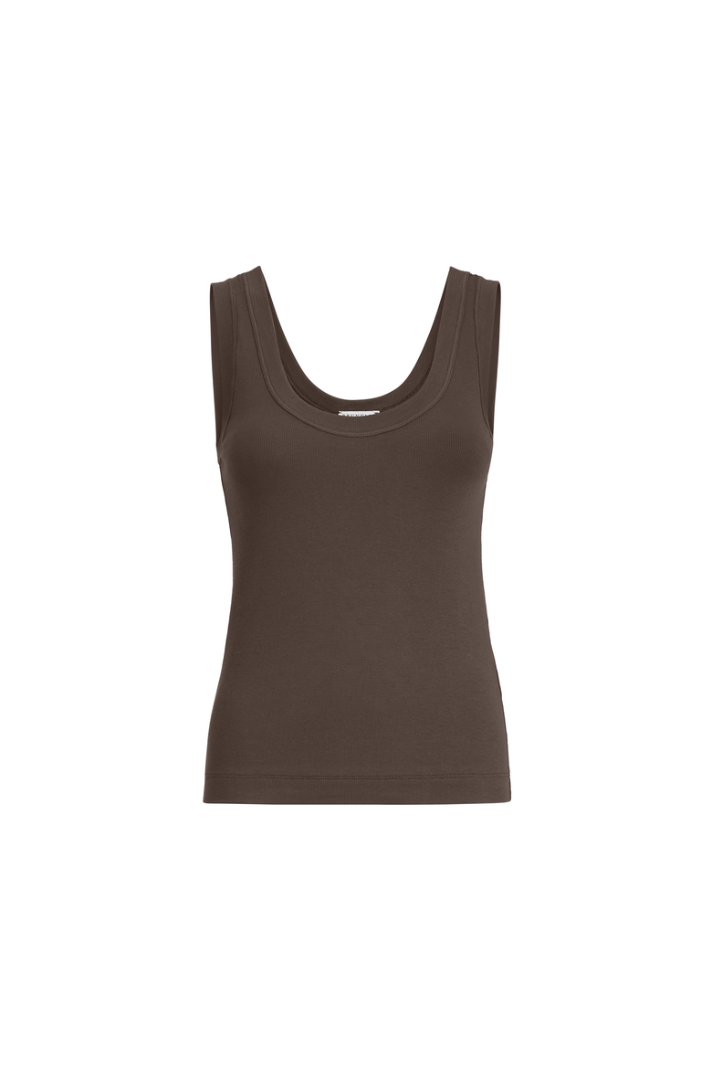 Ribbed jersey top, Alternate, color, Brown