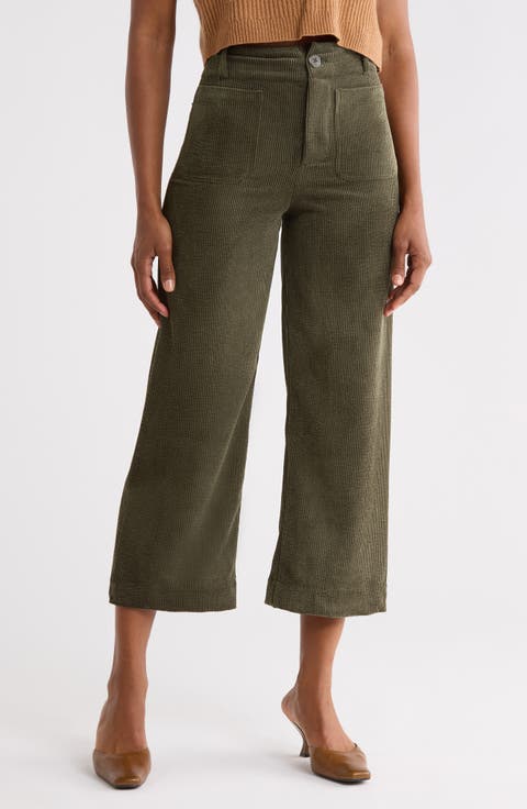 Wide Leg Cropped Corduroy Pants