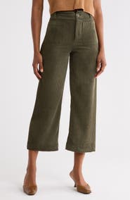 T Tahari Wide Leg Cropped Corduroy Pants