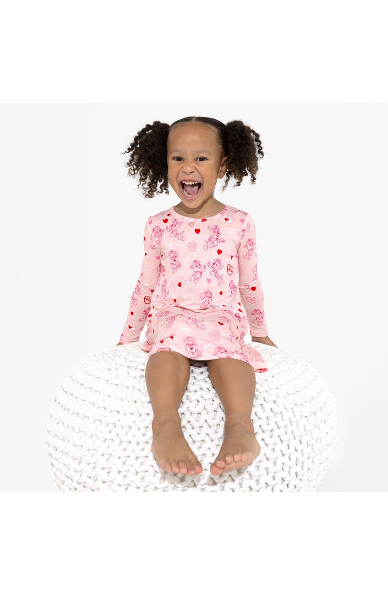 Bellabu Bear Kids' PAW Patrol Valentine's Pink Long Sleeve Dress, Alternate, color, Paw Valentine Pink