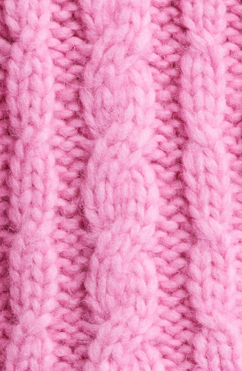 LoveShackFancy Parson Ribbon Detail Alpaca Blend Cable Sweater, Alternate, color,