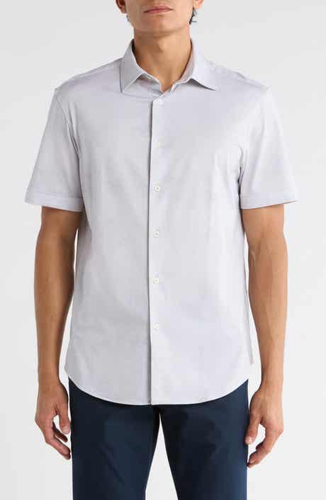 Bugatchi Miles Short Sleeve 8-Way Stretch OoohCotton® Button-Up Shirt