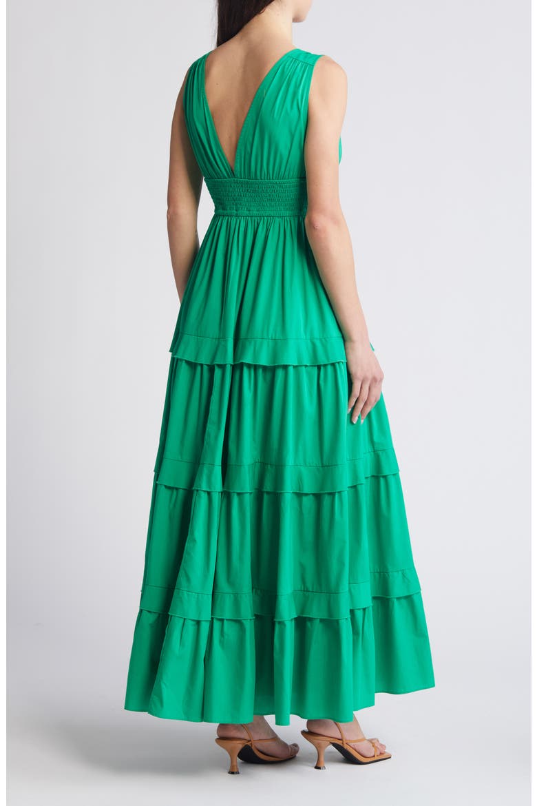V-Neck Tiered Maxi Dress, Alternate, color, GREEN BRIGHT