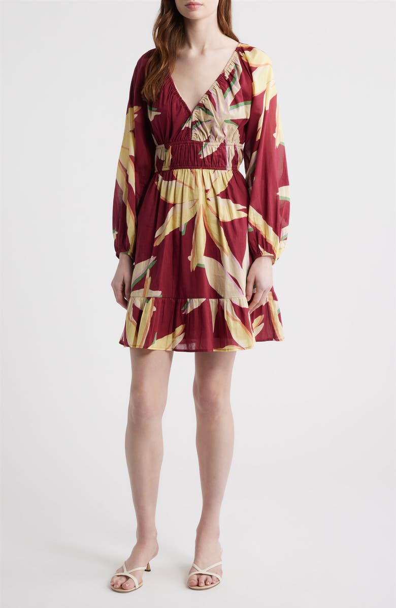 Rails Krina Floral Ruched Dress, Main, color, Red Palma